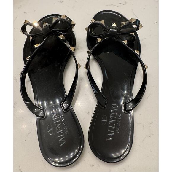 Valentino Rockstud Black Jelly Sandals Size 40 (One Broken Strap) - Picture 6 of 9